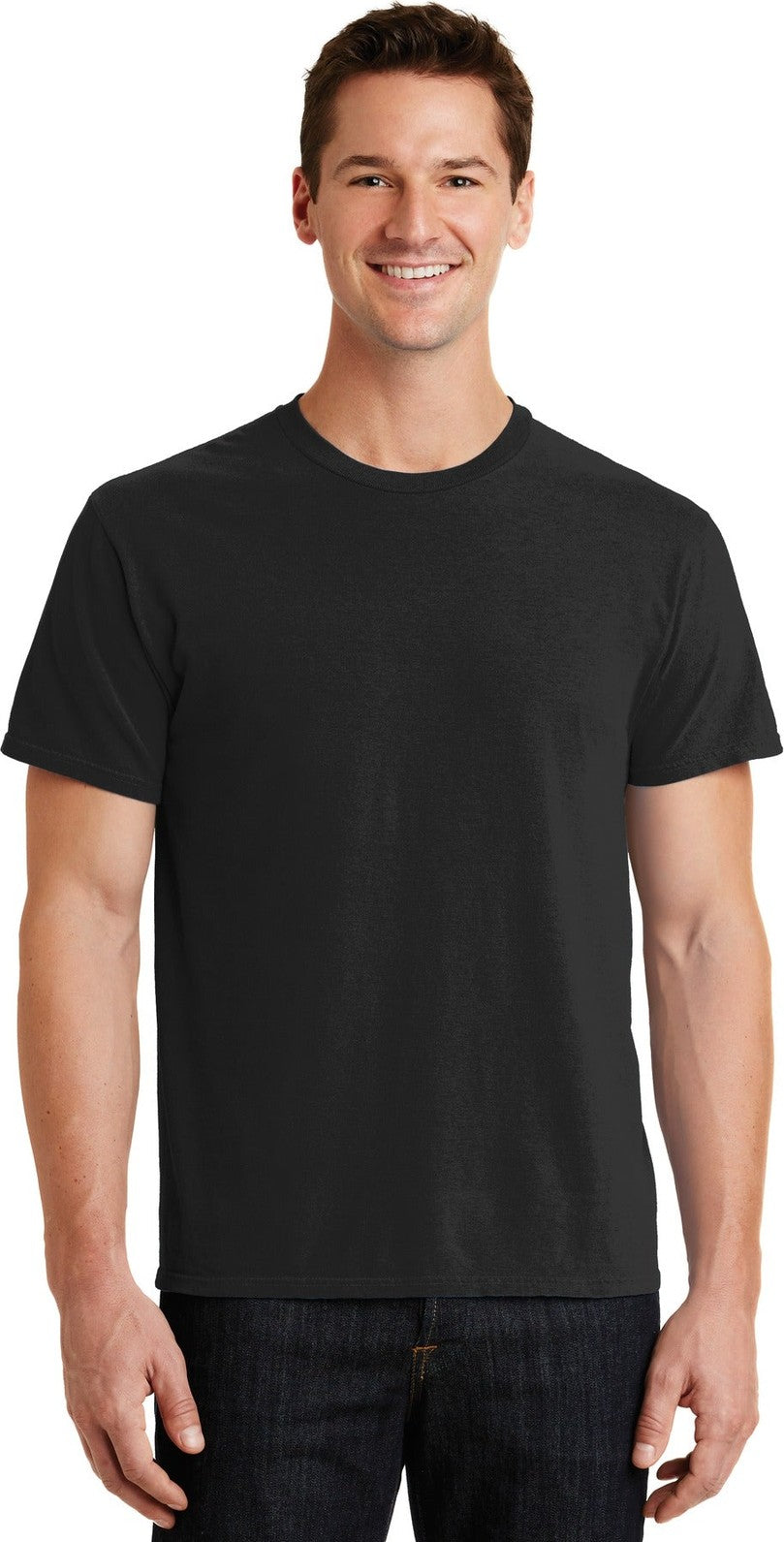 Front View of Black Port & Co Beach Wash Garment-Dyed Tee. PC099