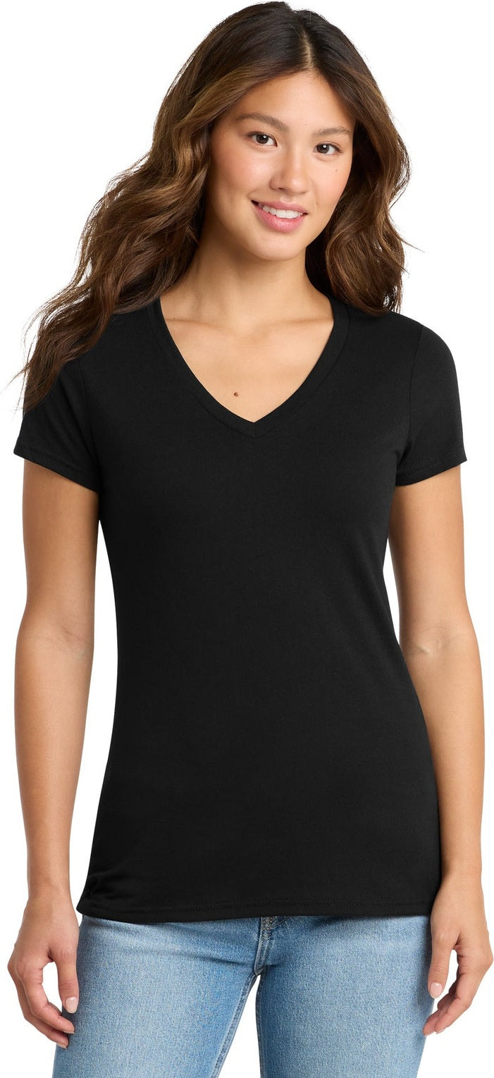 Front View of Black Port & Co Women's Tri-Blend V-Neck Tee. LPC330V