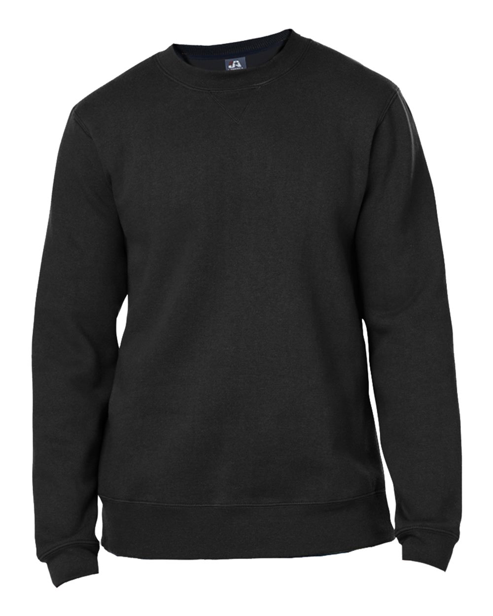 Front View of Black Premium Fleece Crewneck Sweatshirt - 8424