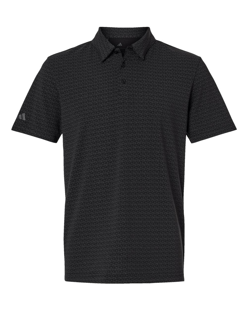Front View of Black Printed Blend Polo - A702