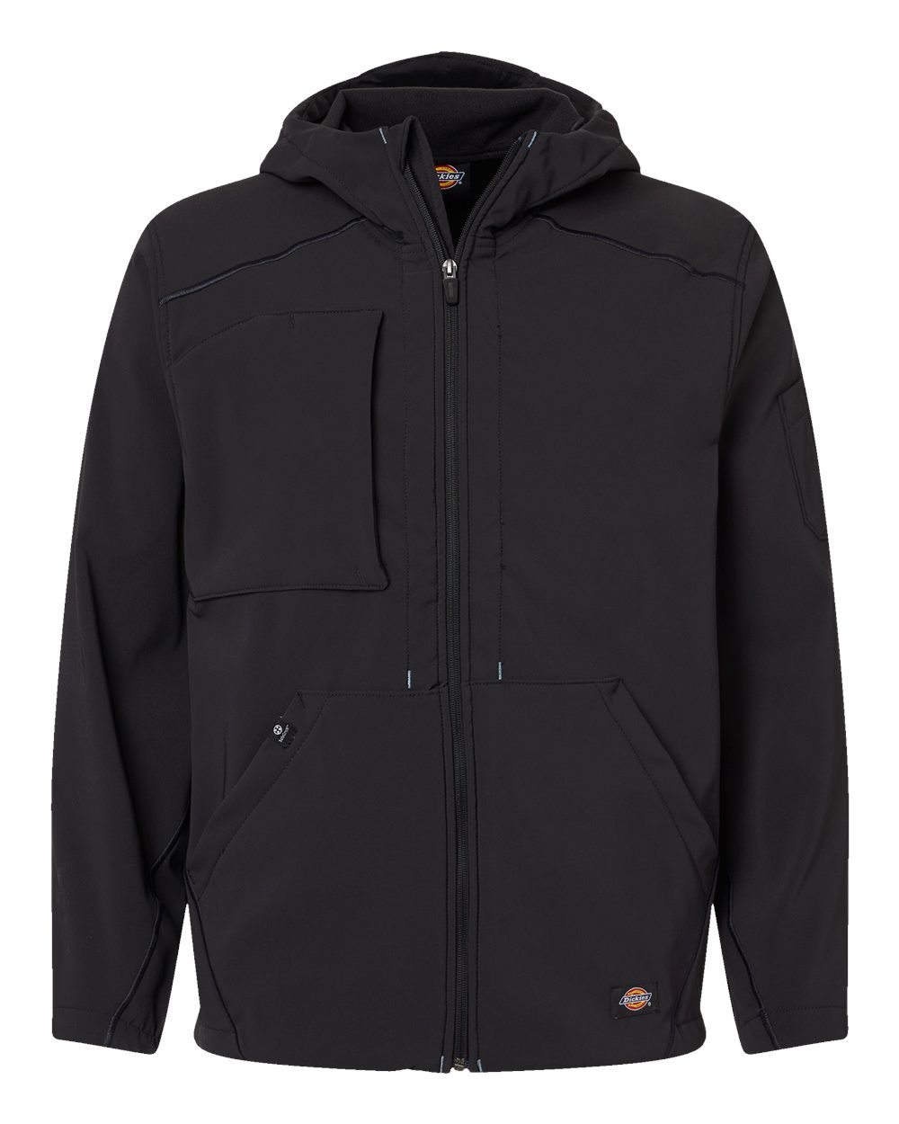 Front View of Black Protect Hooded Jacket - Tall Sizes - PH10T