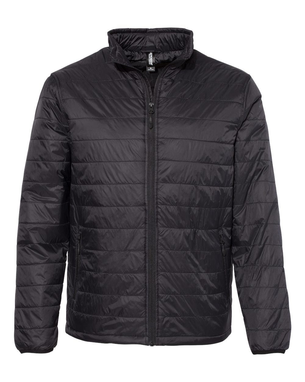 Front View of Black Puffer Jacket - EXP100PFZ