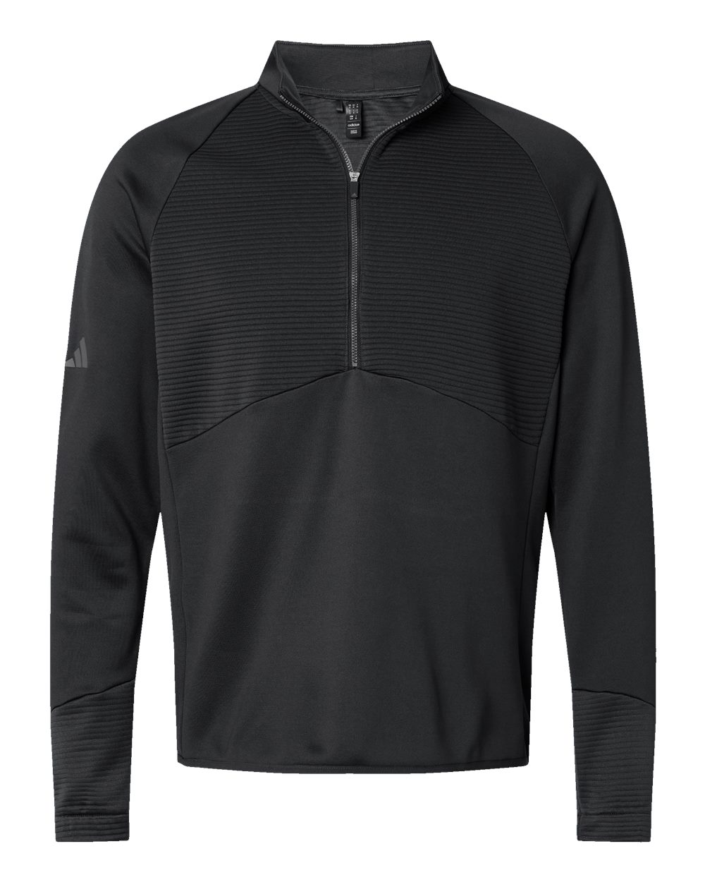 Front View of Black Quarter-Zip Pullover - A587