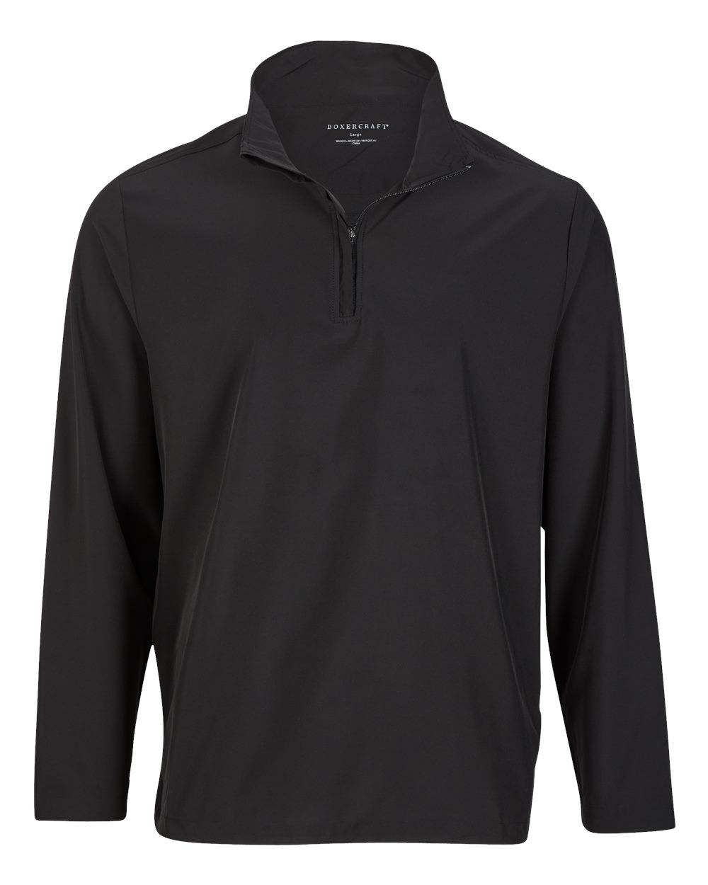 Front View of Black Quarter-Zip Stretch Pullover - BM5206