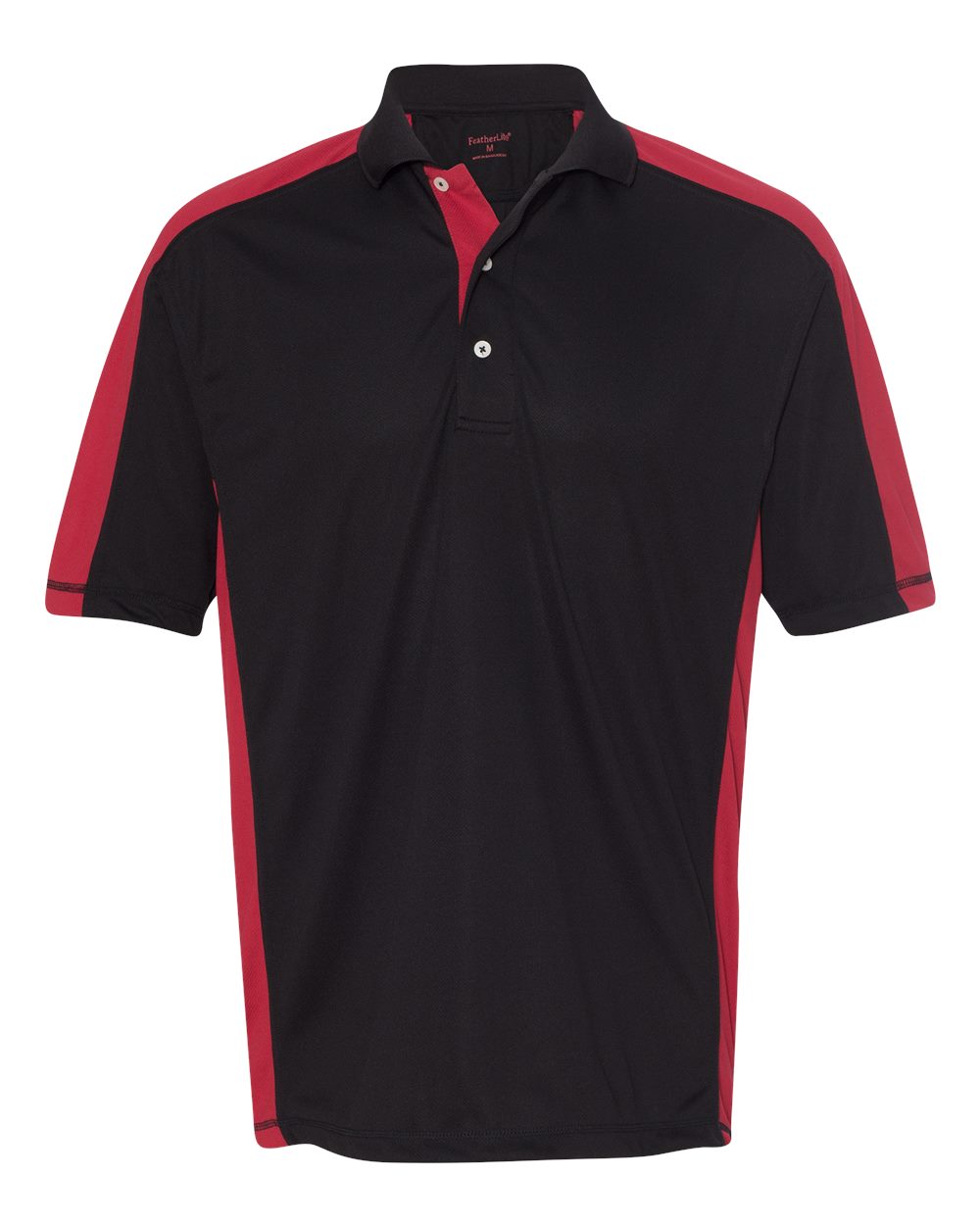 Black/ Red Colorblocked Moisture Free Mesh Polo - 0465