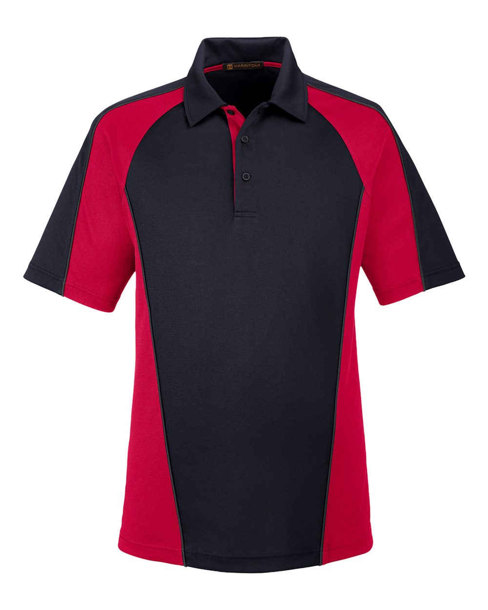 Front View of Black/ Red/ Dark Charcoal Men's Advantage Snag Protection Plus IL Colorblock Polo - M385