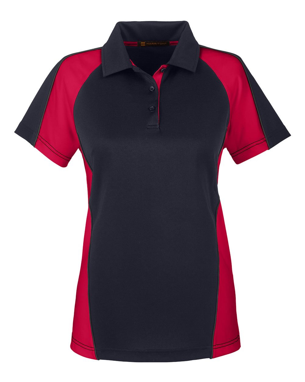 Front View of Black/ Red/ Dark Charcoal Women's Advantage Snag Protection Plus IL Colorblock Polo - M385W