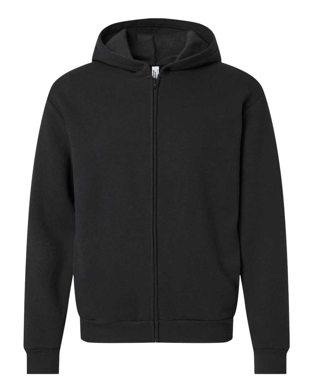 Front View of Black ReFlex Fleece Full-Zip Hoodie - RF497