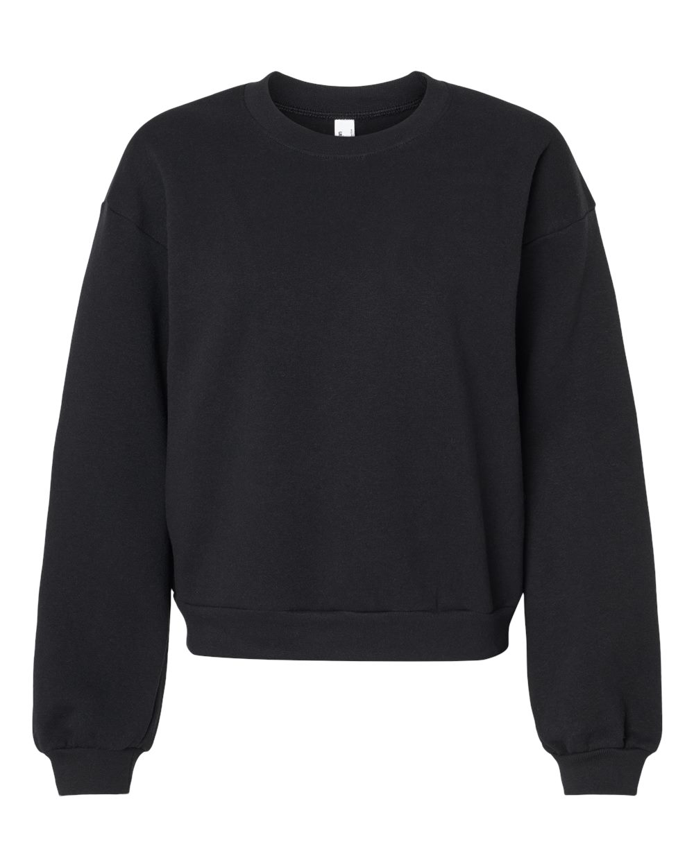 Front View of Black ReFlex Women's Fleece Crewneck Sweatshirt - RF494