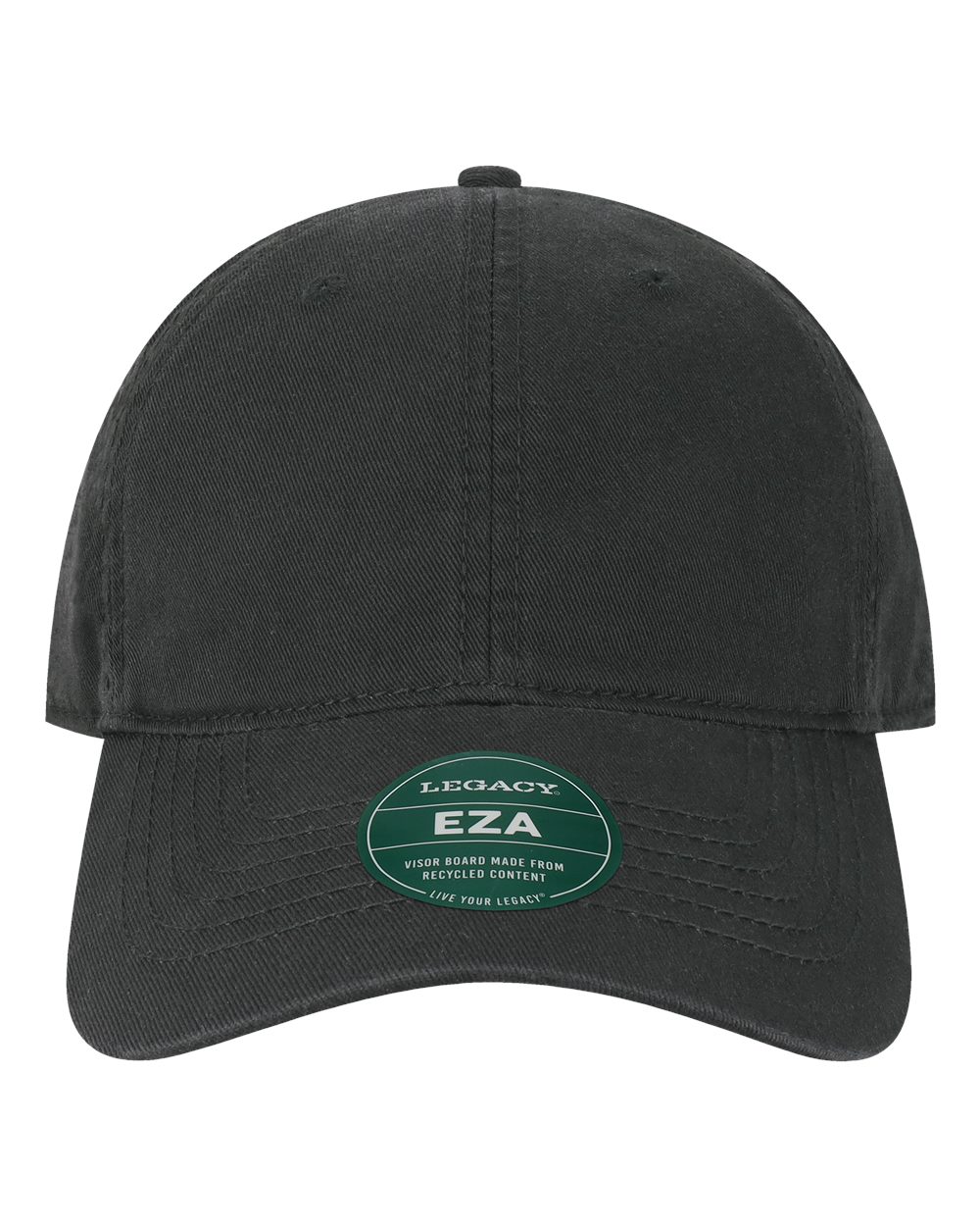 Front View of Black Relaxed Twill Dad Hat - EZA