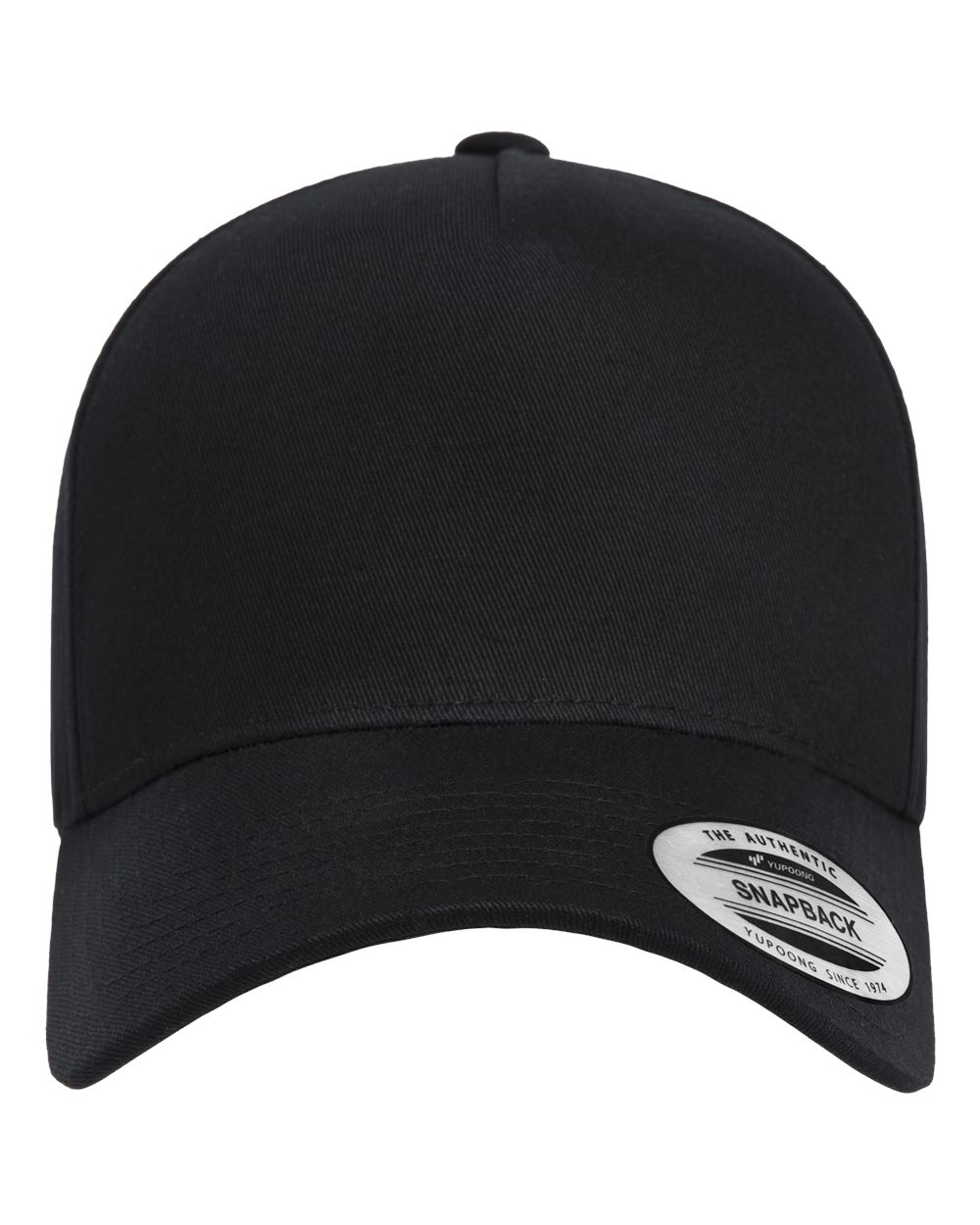 Front View of Black Retro Cotton Blend Trucker Snapback Cap - 5079