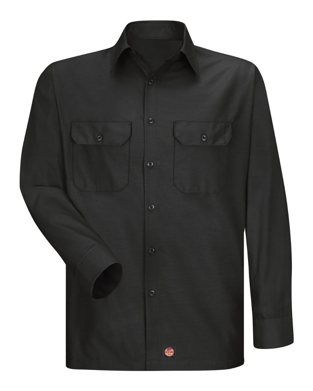 Front View of Black Ripstop Long Sleeve Shirt - Tall Sizes - SY50T