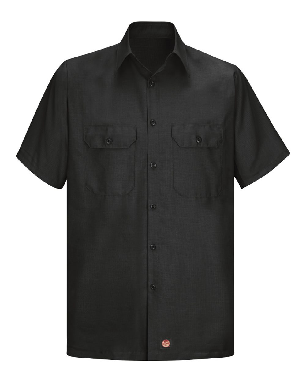 Front View of Black Ripstop Short Sleeve Work Shirt - SY60