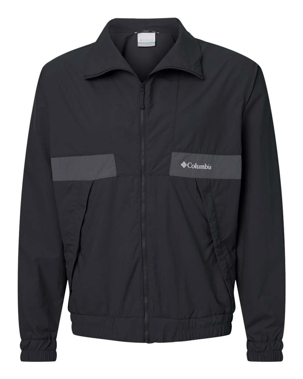 Front View of Black/ Shark Spire Valley™ Windbreaker - 212106