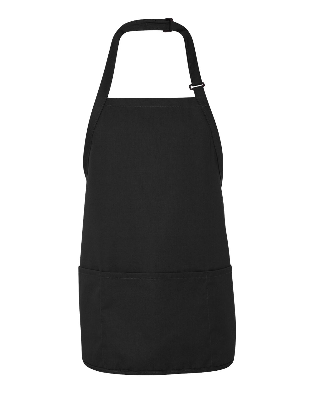 Front View of Black Short Premium Bib Apron - TT32