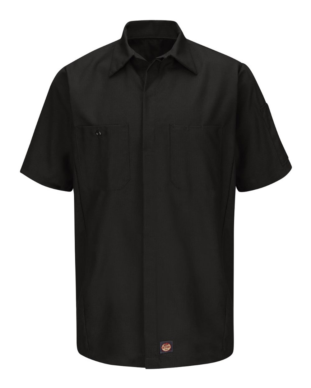 Front View of Black Short Sleeve Automotive Crew Shirt - SY20
