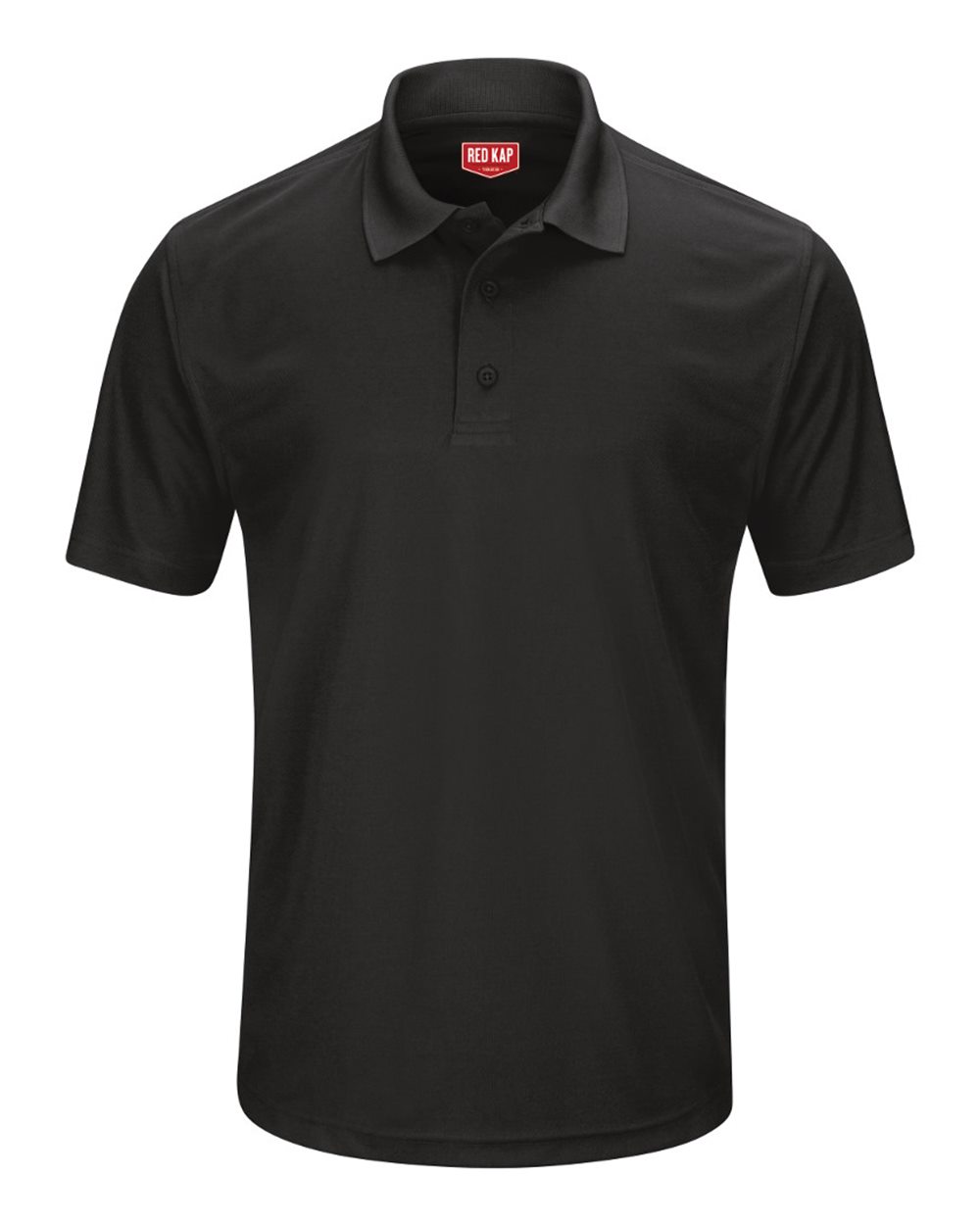 Front View of Black Short Sleeve Performance Knit Pocketless Core Polo - SK96