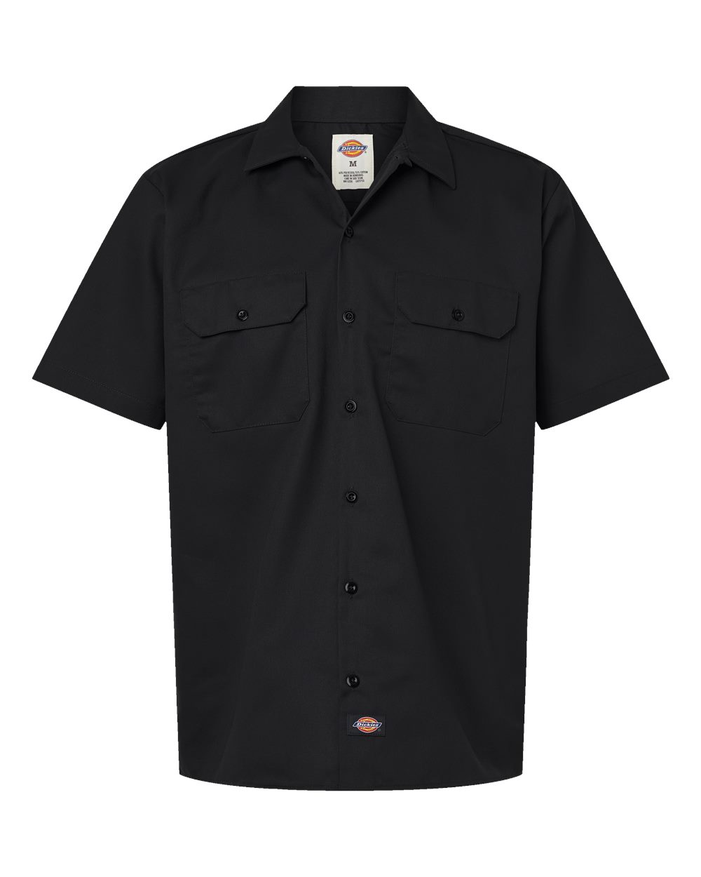 Front View of Black Short Sleeve Work Shirt - 2574