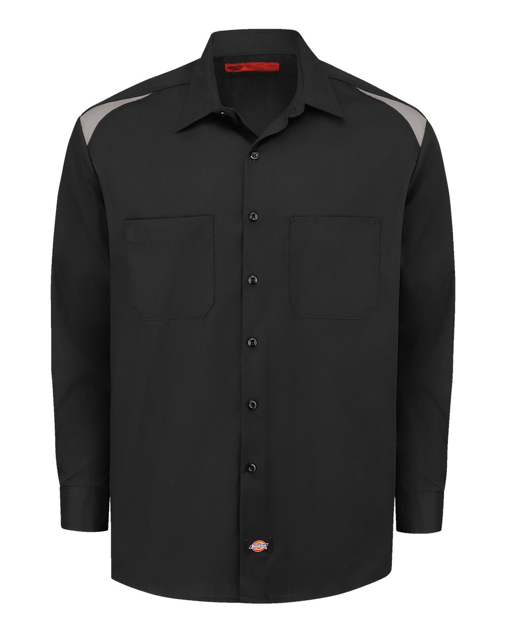 Front View of Black/ Smoke Long Sleeve Performance Team Shirt - Tall Sizes - 6605T