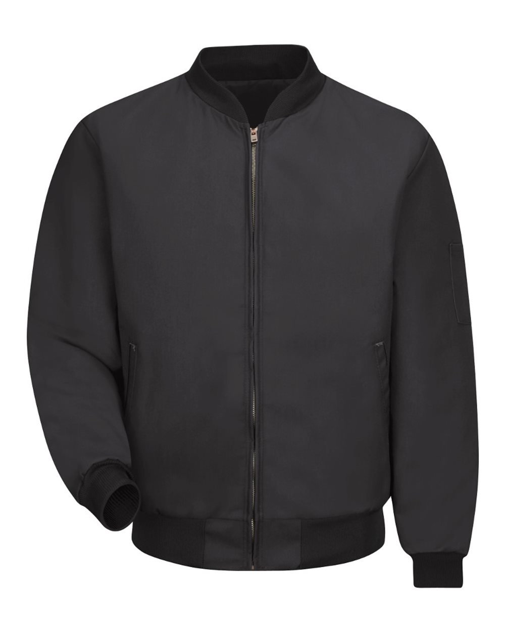 Front View of Black Solid Team Jacket - JT38