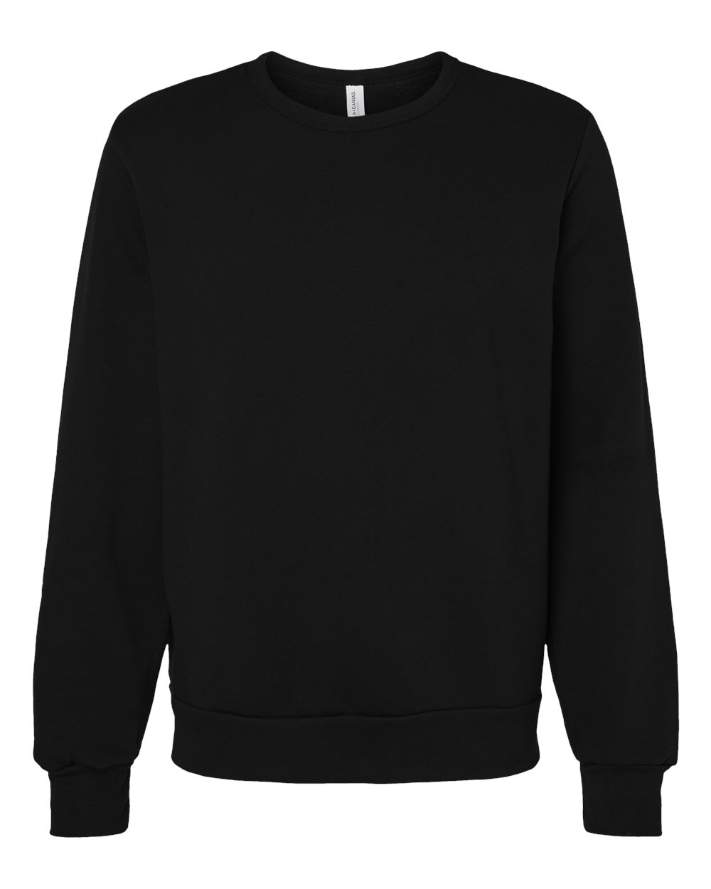 Front View of Black Sponge Fleece Classic Crewneck Sweatshirt - 3911