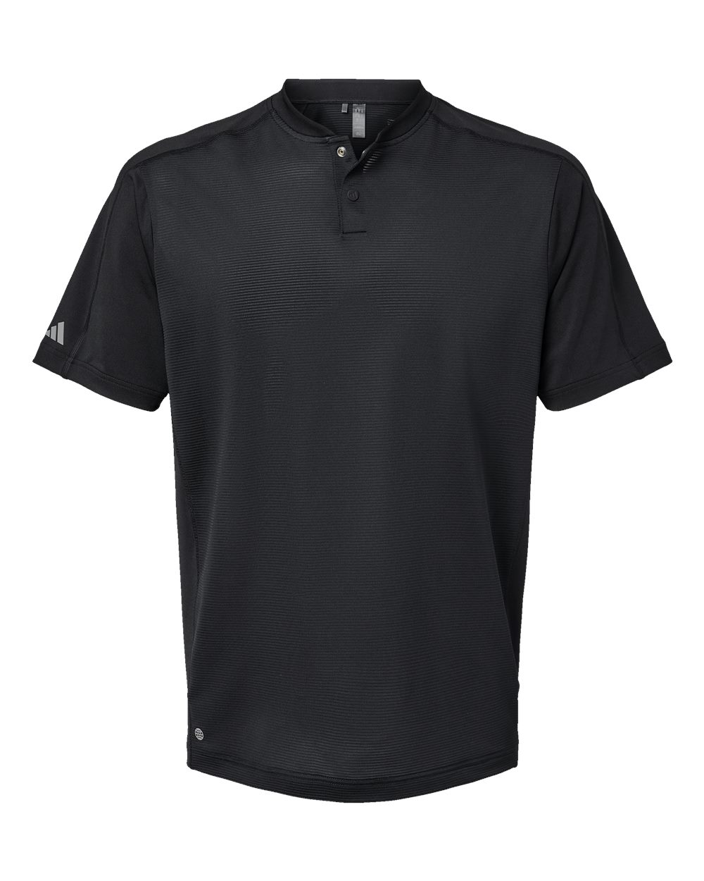 Front View of Black Sport Collar Polo - A584
