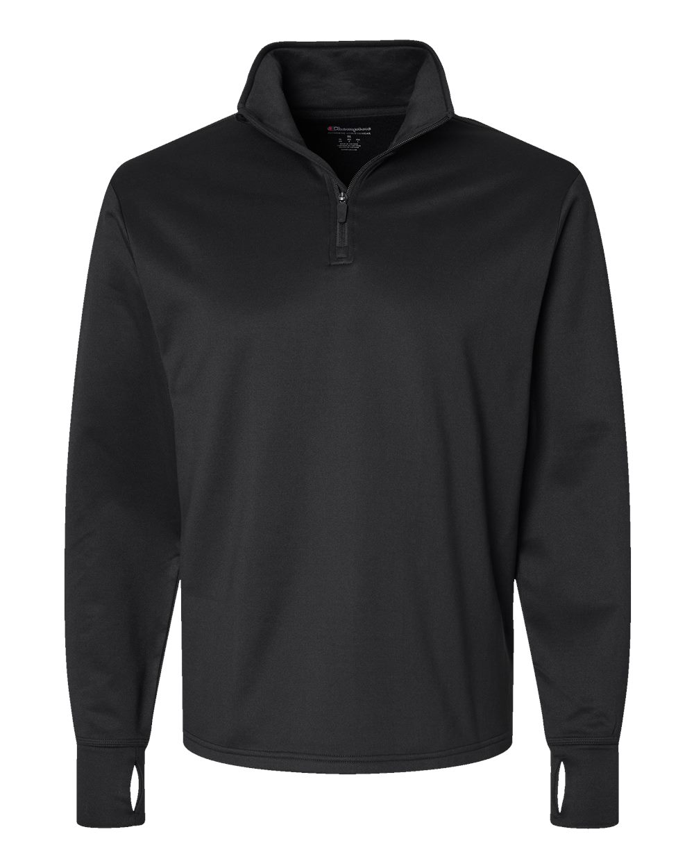 Front View of Black Sport Quarter-Zip Pullover - CHP190
