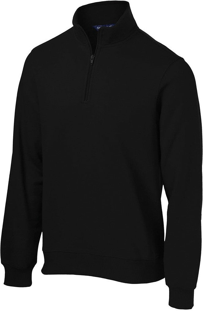 Front View of Black Sport-Tek 1/4-Zip Sweatshirt. ST253