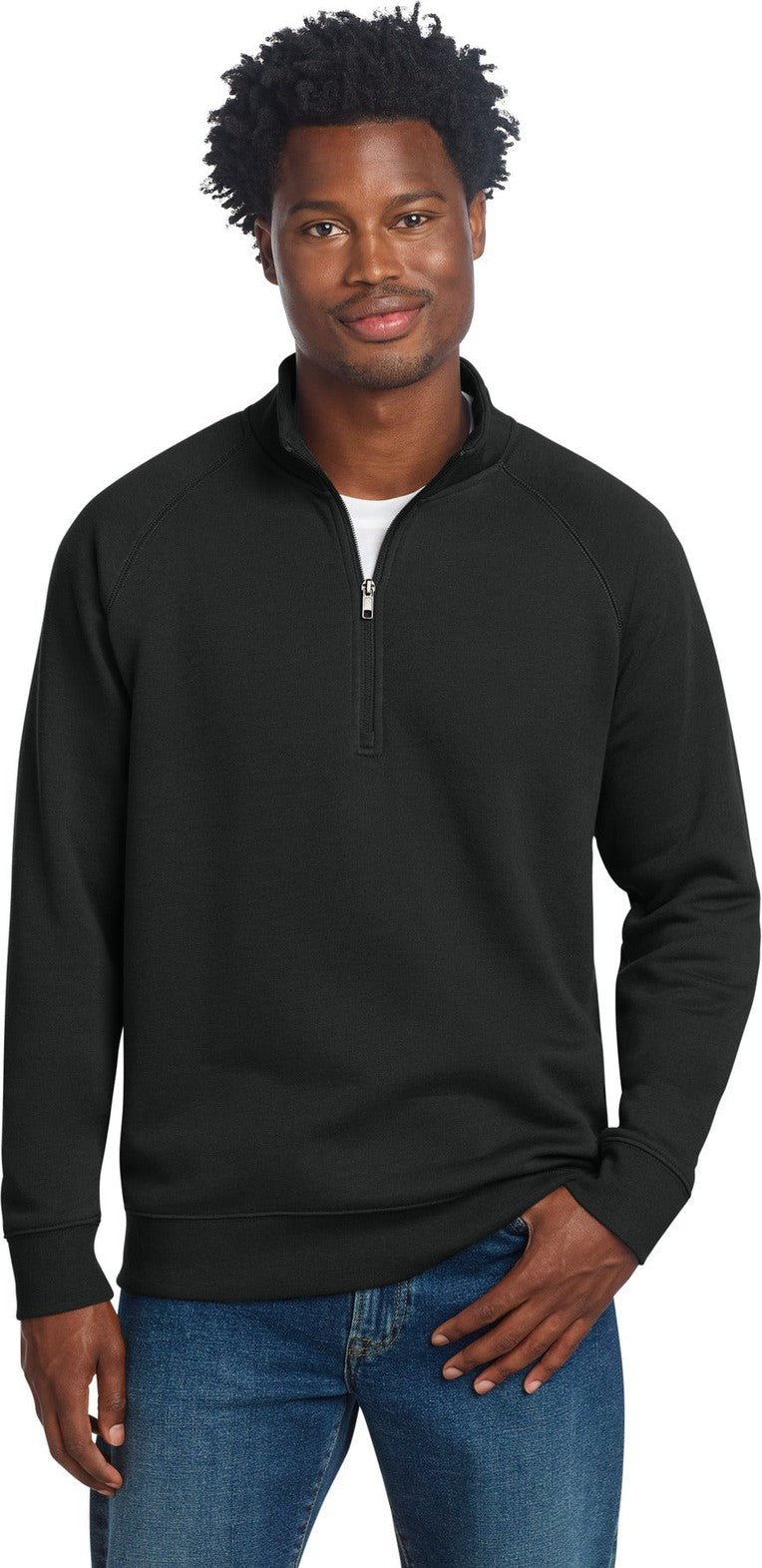 Front View of Black Sport-Tek Drive Fleece 1/4-Zip Pullover STF202