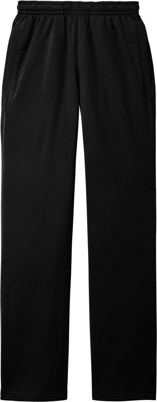 Front View of Black Sport-Tek Sport-Wick Fleece Pant. ST237