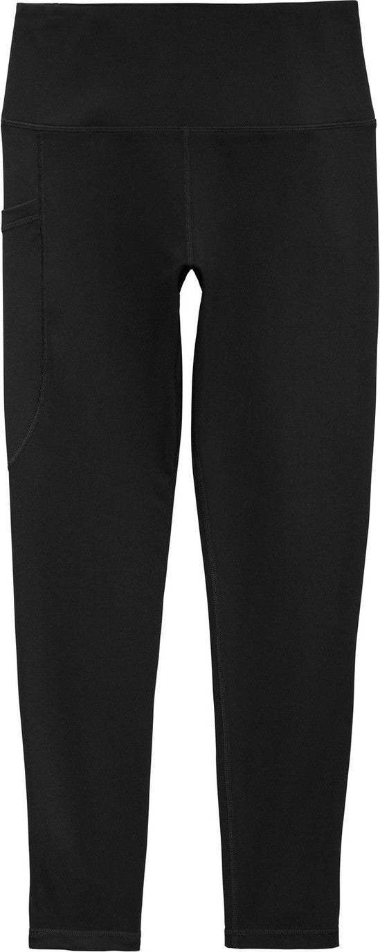 Front View of Black Sport-Tek Women's High Rise 7/8 Legging LPST891