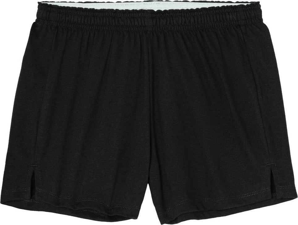 Front View of Black Sport-Tek Women's Jersey Knit Squad Short LST311