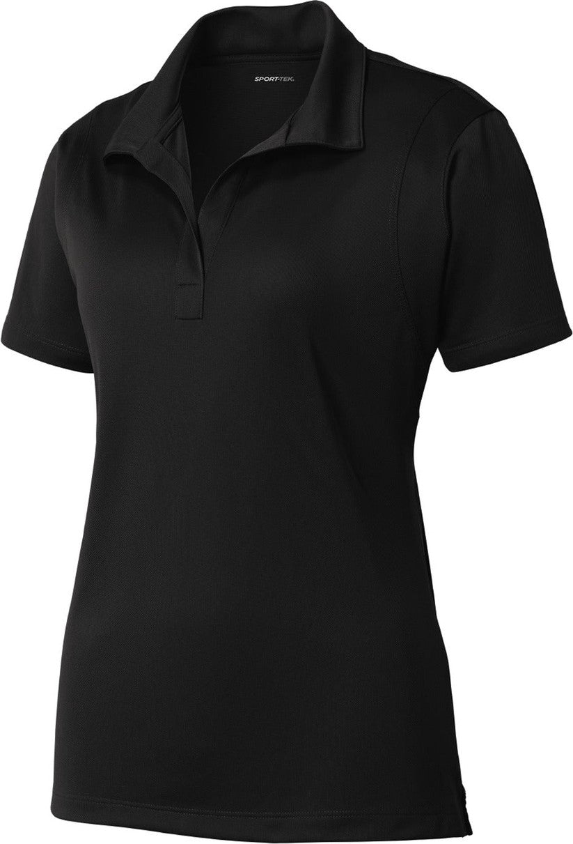 Front View of Black Sport-Tek Women's Micropique Sport-Wick Polo. LST650