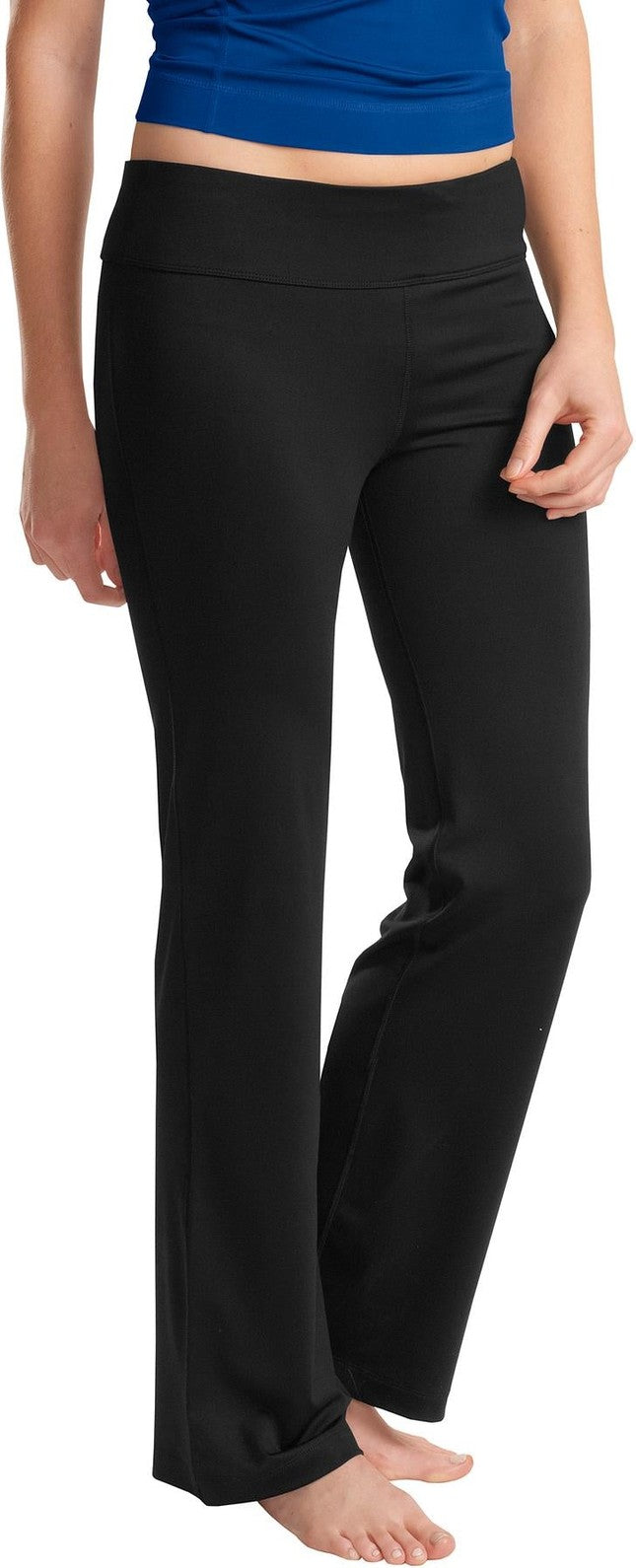 Front View of Black Sport-Tek Women's NRG Fitness Pant. LPST880