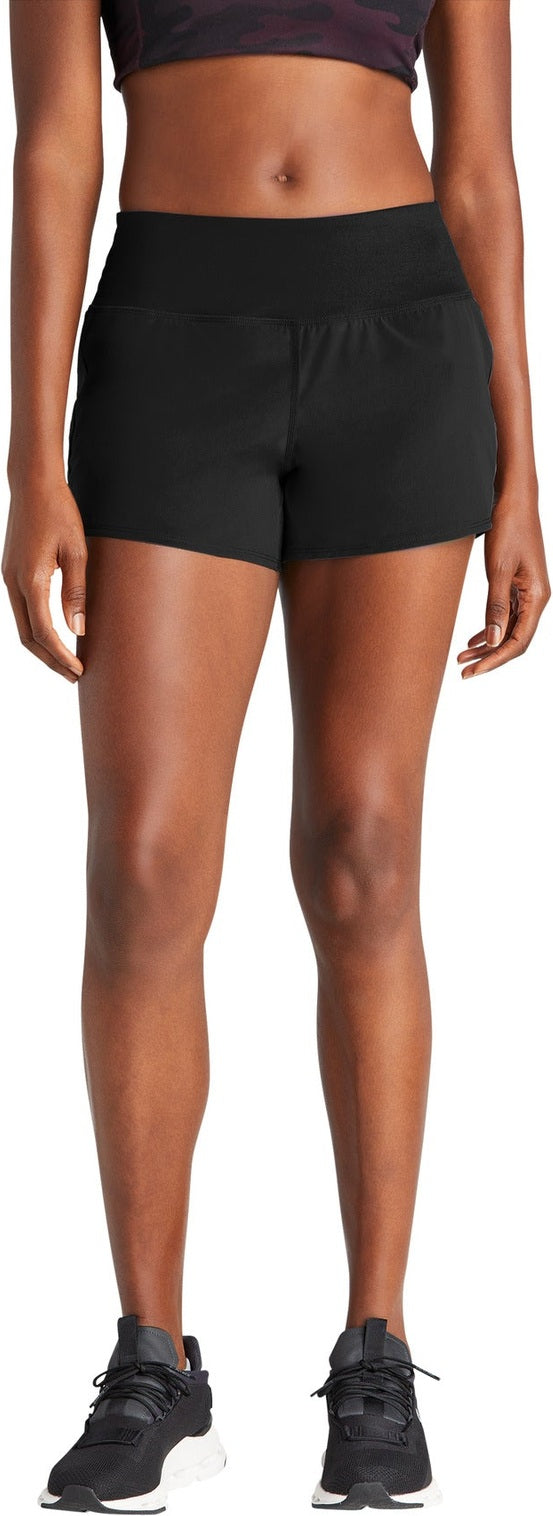Front View of Black Sport-Tek Women's Repeat Short LST485