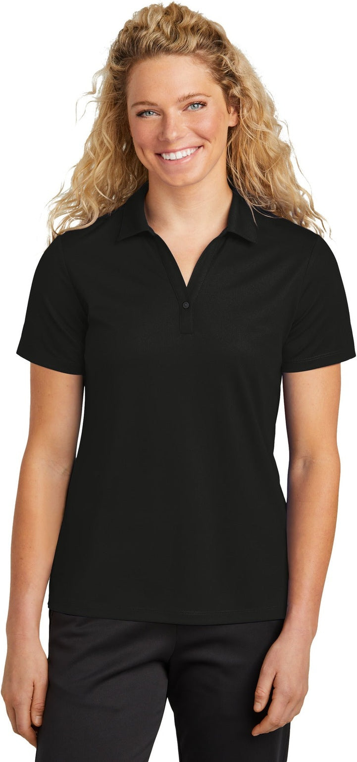 Front View of Black Sport-Tek Women's UV Micropique Polo LST740