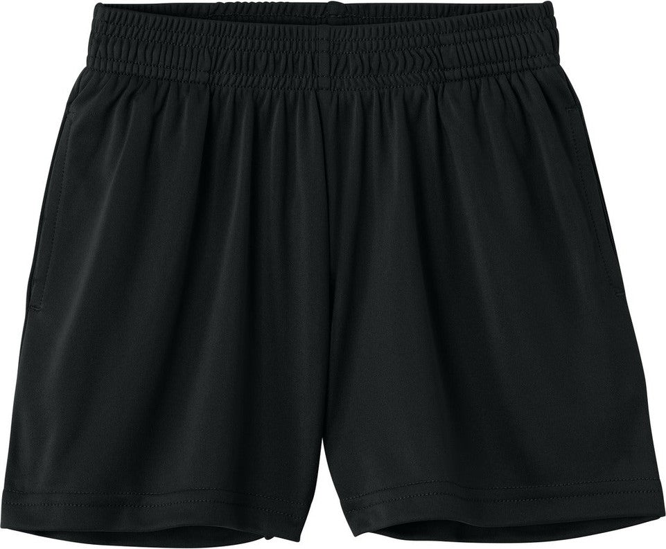 Front View of Black Sport-Tek Youth PosiCharge Competitor 5" Pocketed Short YST349P