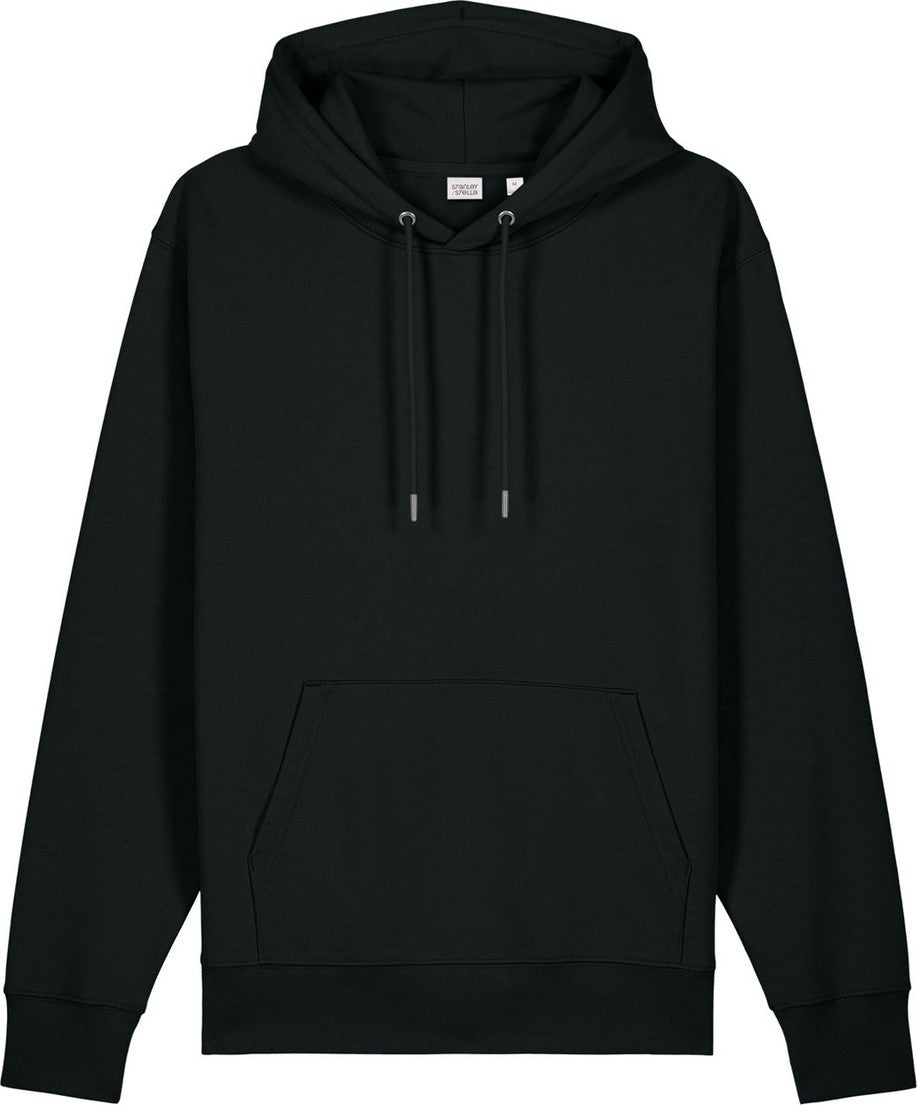 Front View of Black Stanley/Stella Unisex Cruiser 2.0 Hooded Sweatshirt SXU003
