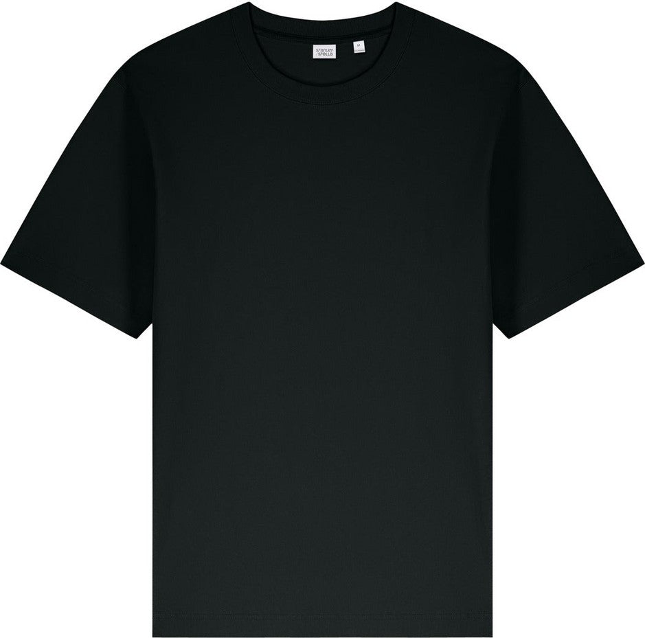 Front View of Black Stanley/Stella Unisex Freestyler Heavyweight Tee SXU018