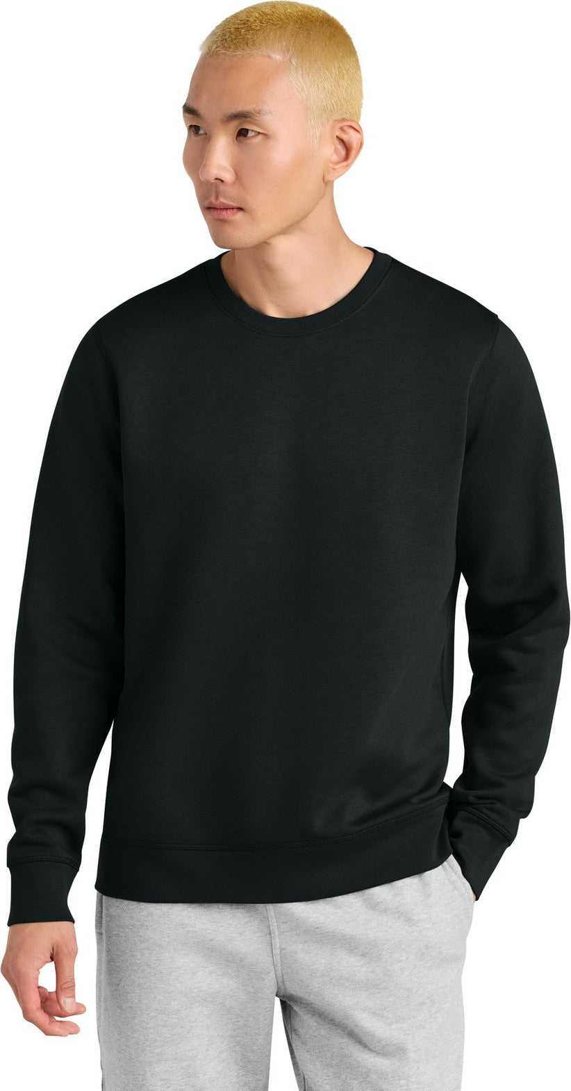 Front View of Black Stanley/Stella Unisex Roller Crewneck Sweatshirt SXU010