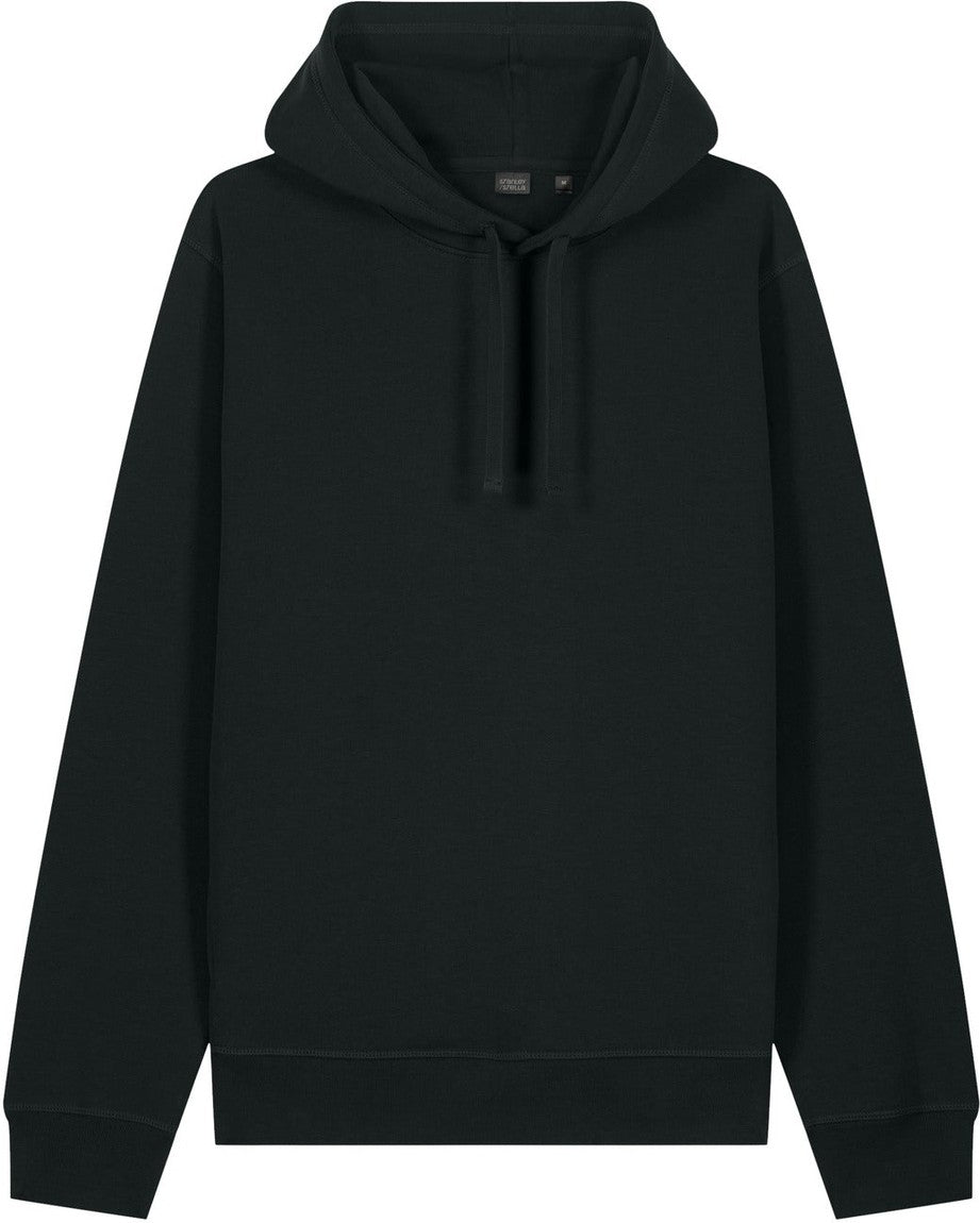 Front View of Black Stanley/Stella Unisex Sounder Hooded Sweatshirt SXU012