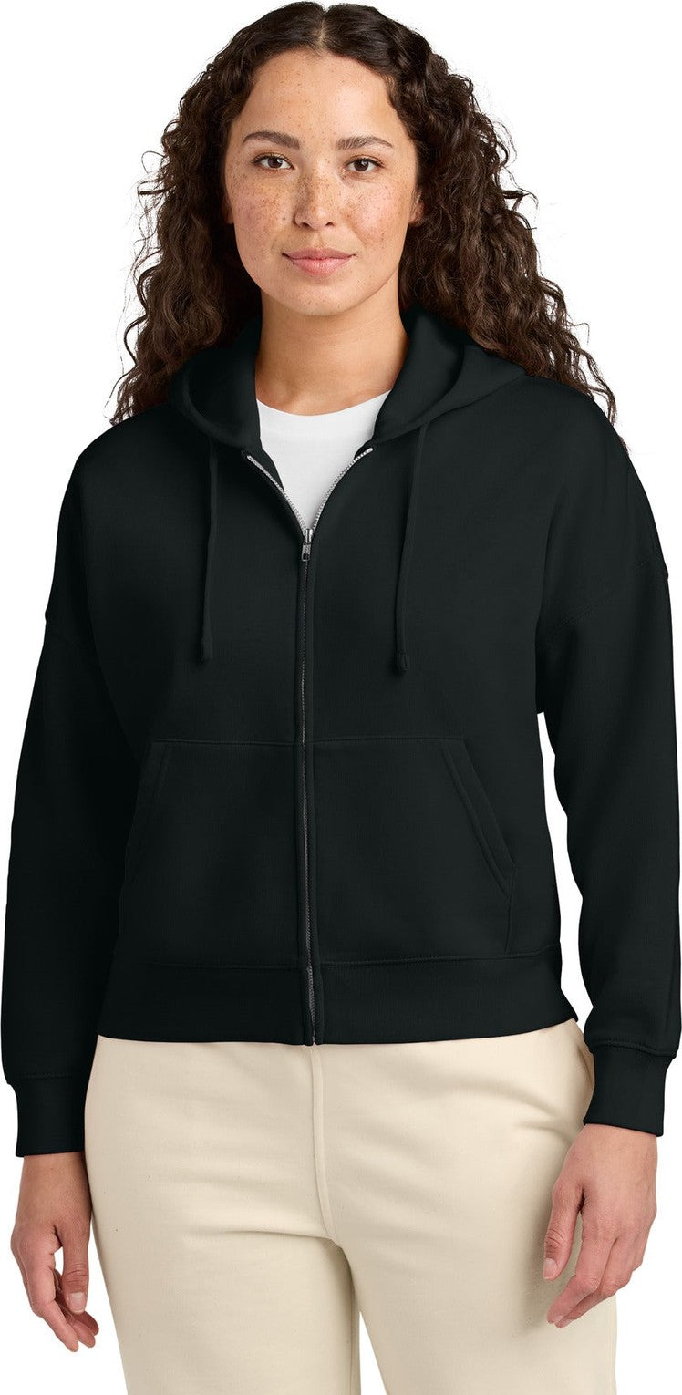 Front View of Black Stanley/Stella Women's Stella Ida Full-Zip Hooded Sweatshirt SXW037