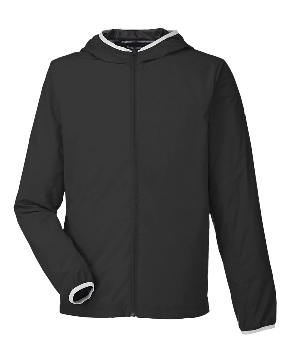 Front View of Black Stillwater Hooded Windbreaker - N17926