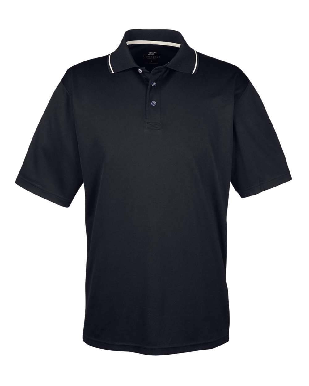 Front View of Black/ Stone Men's Cool & Dry Sport Two-Tone Polo - 8406