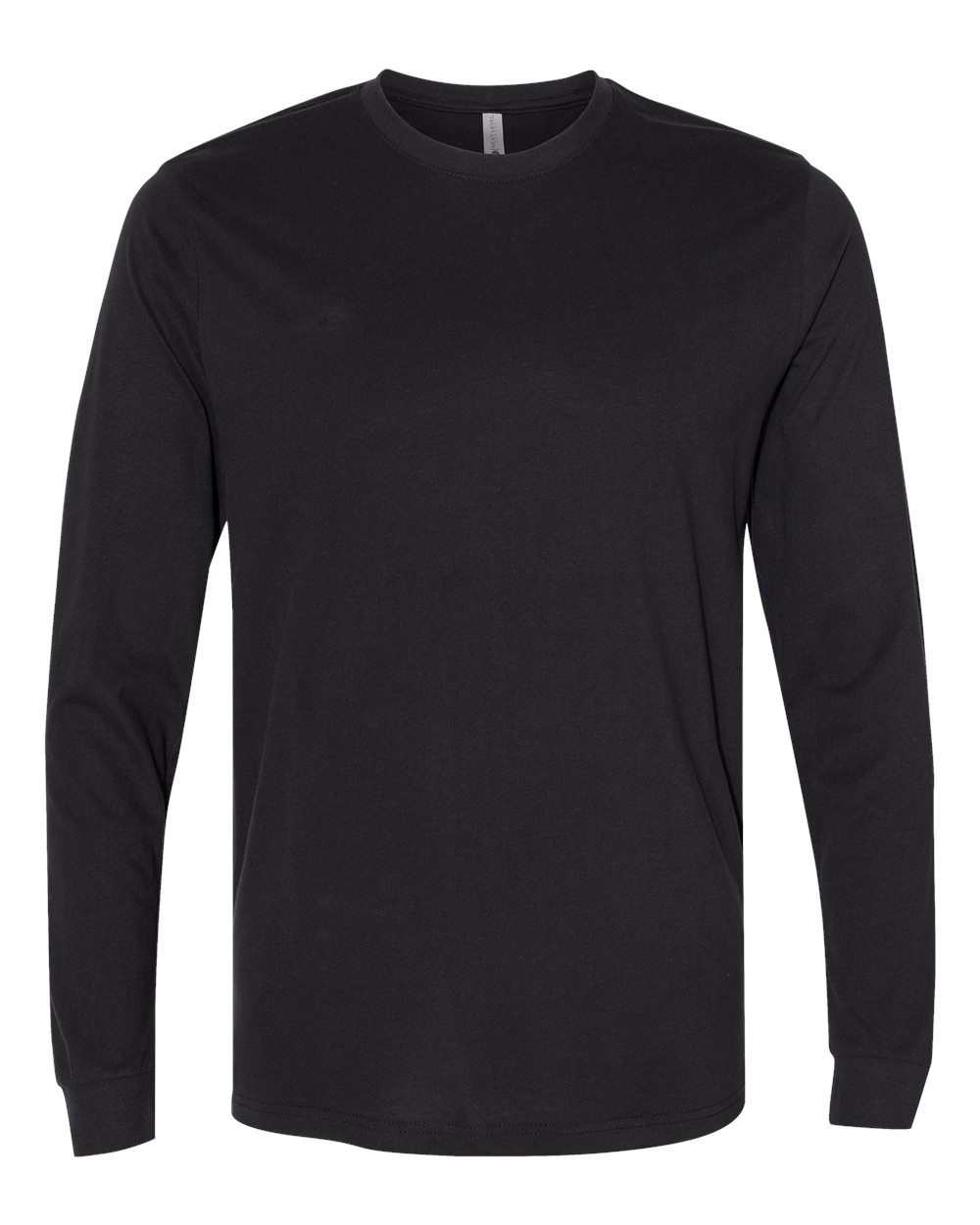 Front View of Black Sueded Long Sleeve T-Shirt - 6411