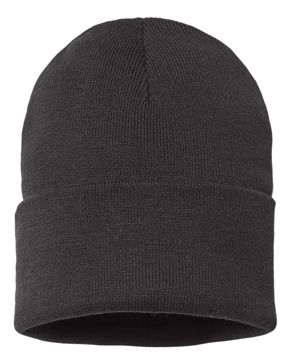 Front View of Black Sustainable Beanie - PURE