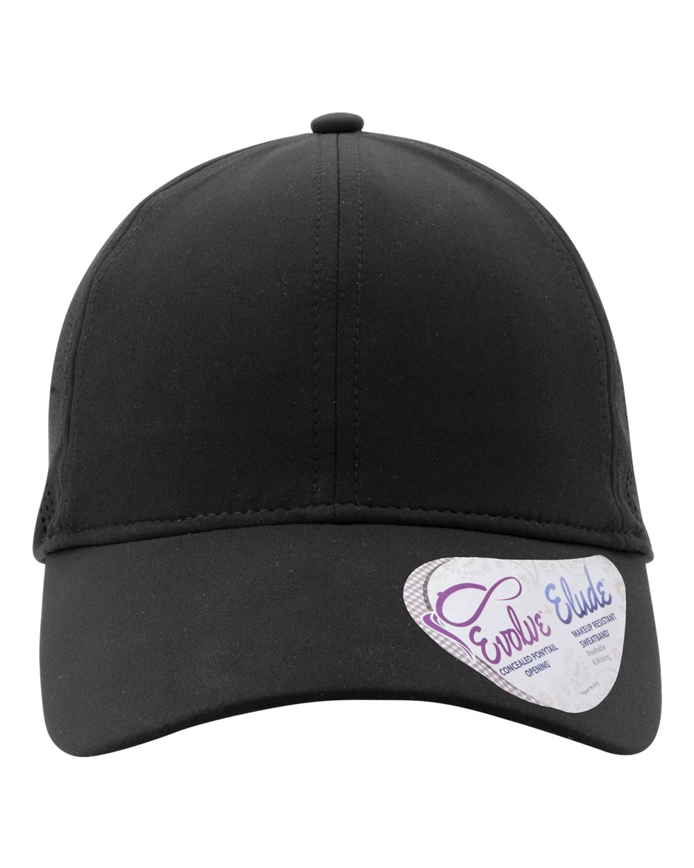 Front View of Black/ Swirl Women's Perforated Performance Cap - GABY