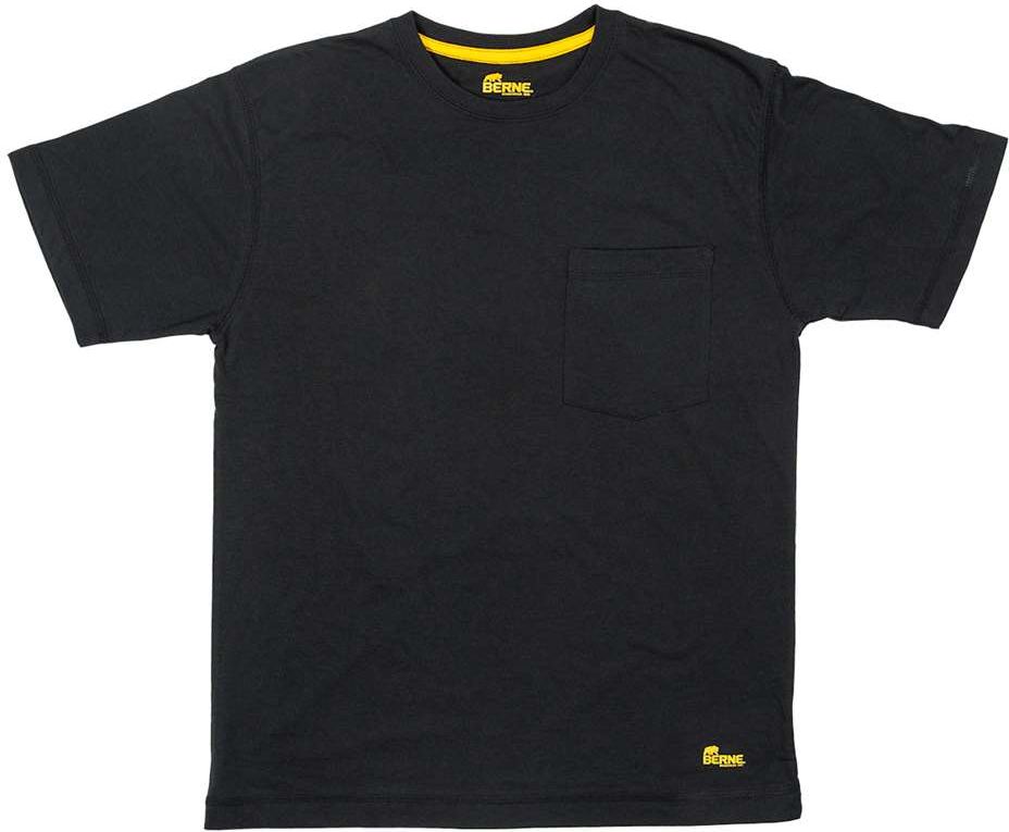 Front View of Black Tall Lightweight Performance T-Shirt - BSM38T
