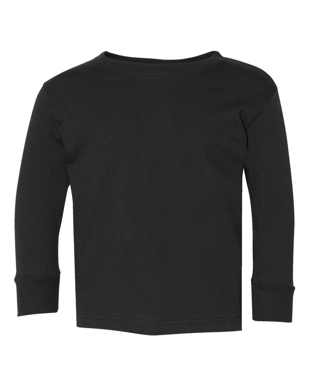 Front View of Black Toddler Fine Jersey Long Sleeve Tee - 3302