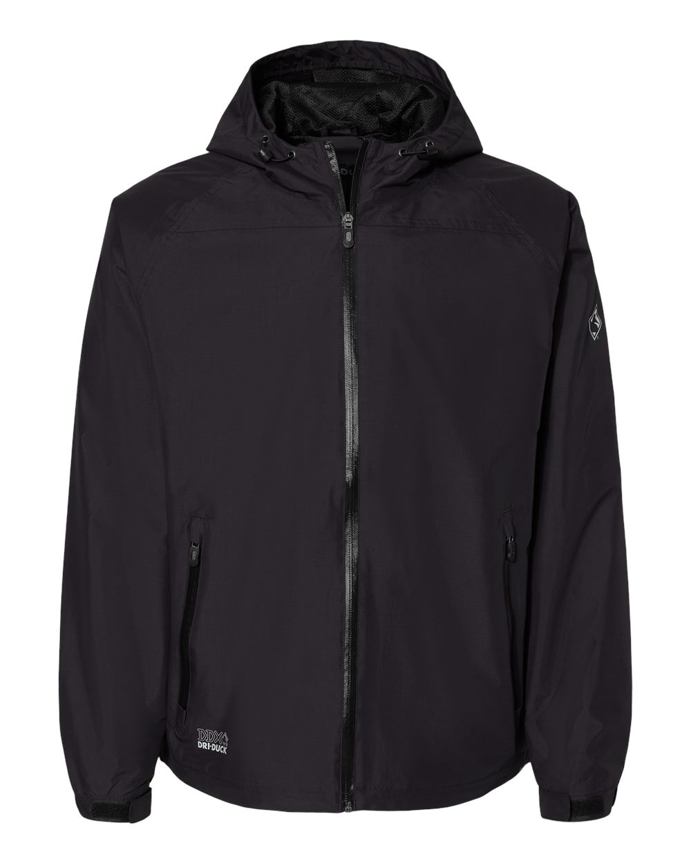 Front View of Black Torrent Waterproof Hooded Jacket - 5335